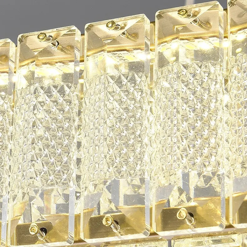 Modern Light Luxury Crystal Hanging Lamp Gold Simple Round LED Pendant Lights For Villa Hotel Living Room Crystal Chandeliers