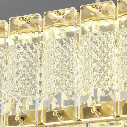 Modern Light Luxury Crystal Hanging Lamp Gold Simple Round LED Pendant Lights For Villa Hotel Living Room Crystal Chandeliers