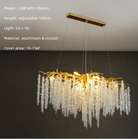 Modern Branch LED Pendant Lights K9 Crystals Hanging Chandelier Living Room Suspend Lamp Dining Art Decor Indoor Lighting Lamp
