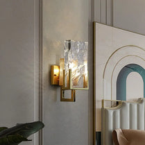 Postmodern Minimalist Nordic Large Luxury Crystal Block Led Wall Lamp Living Room TV Background Wall Aisle Creative Wall Lamps