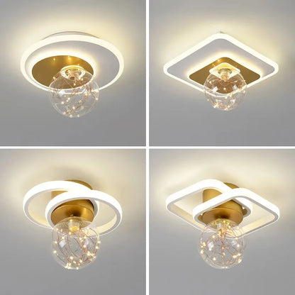 Modern Ceiling Lamp Gypsophila Metal+Glass Aisle Porch Corridor Balcony Living Room Bedroom Indoor Lighting Home Decor