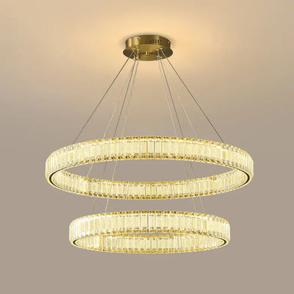 Modern Light Luxury Crystal Hanging Lamp Gold Simple Round LED Pendant Lights For Villa Hotel Living Room Crystal Chandeliers