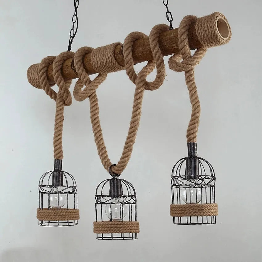 Countryside Vintage Pendant Light loft Hemp Rope Lighting Fixture