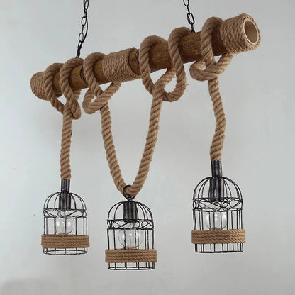 Countryside Vintage Pendant Light loft Hemp Rope Lighting Fixture