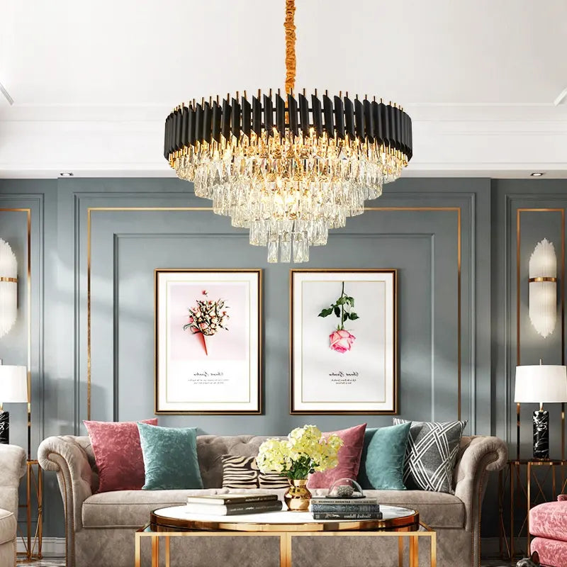 Modern Light Luxury Crystal Pendant Light For Hotel Villa Lobby Living Room Restaurant Chandelier High-end Design Pendant Lights