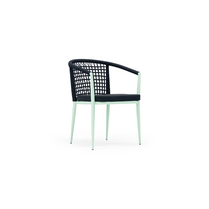 A black and green upholstered chair with a hard backrest and seat, featuring a rattan-like weave pattern- Havana 624- Premium Accent Chair 