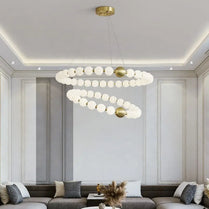 Brass LED Chandelier High Quality Living Room Dining Room Pendant Light Fixtures 3 Color Temperature Dimming Acrylic Ball