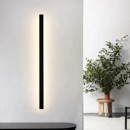 Outdoor Waterproof LED Wall Light Black Minimalist Long Strip Villa Gate Garden Light Project Wall Decorative Background Light