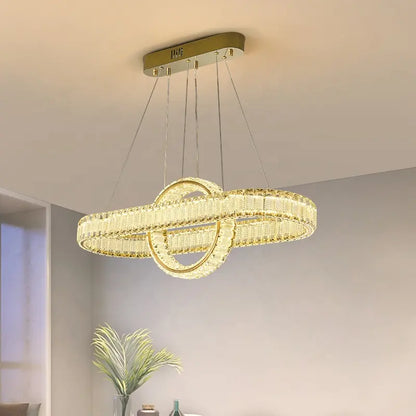Modern Light Luxury Crystal Hanging Lamp Gold Simple Round LED Pendant Lights For Villa Hotel Living Room Crystal Chandeliers
