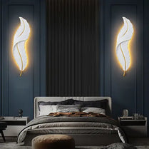 High Quality Led Wall Lamps Creative Modern Feather Design Indoor Led Wall Lamps Hotel Villa Project Decorative Resin Home White