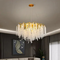 Modern Branch LED Pendant Lights K9 Crystals Hanging Chandelier Living Room Suspend Lamp Dining Art Decor Indoor Lighting Lamp
