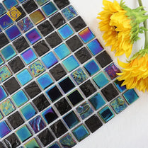 Foshan Factory Cheap Prices Porcelain Mosaique Bathroom Wall Square 25*25mm Rainbow Mosaic Swimming Pool Tile