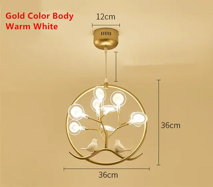 Nordic Design Tree Branch Chandelier Bird Cage Lamp Fixture Indoor Home Kitchen Dining Room Restaurant LED Bedroom Iron