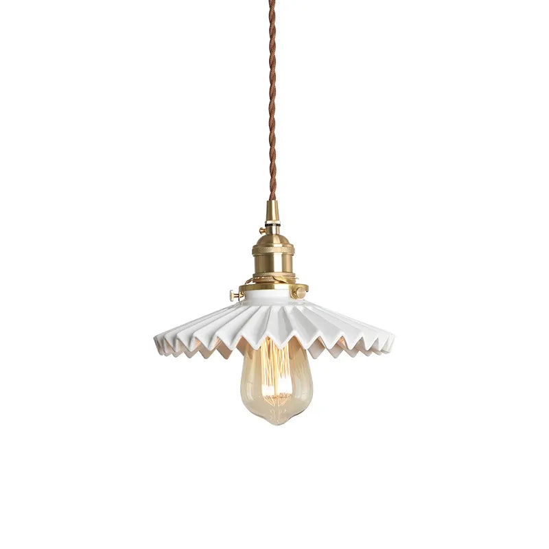 Japanese style retro simple dining room bedroom bedside bar hotel apartment brass ceramic chandelier