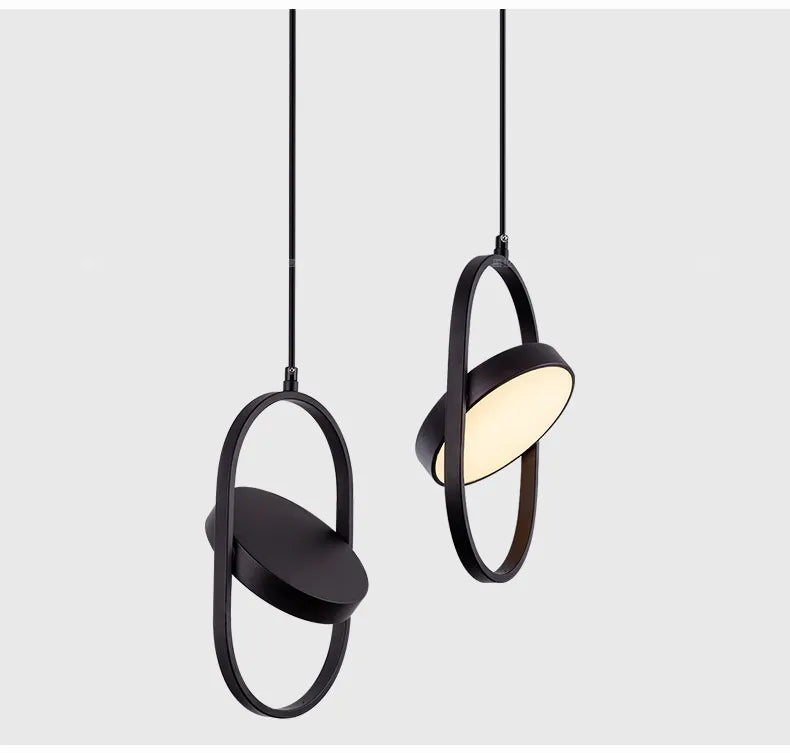Modern Industrial suspension industrial lighting iron LED pendant lights Oval black dining Bar Bedroom minimalist Bedside light