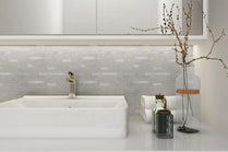 Instant Stick on PVC Composite Backsplash Wall Tile Peel and Stick Premium Tile Metal Light Slate