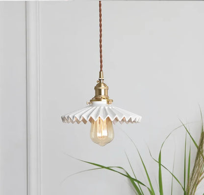 Japanese style retro simple dining room bedroom bedside bar hotel apartment brass ceramic chandelier