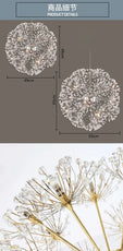 Nordic Modern Circular Dandelion Crystal Ball Chandelier Creative LED Living Room Restaurant Bar Lamps Dining Room Lights