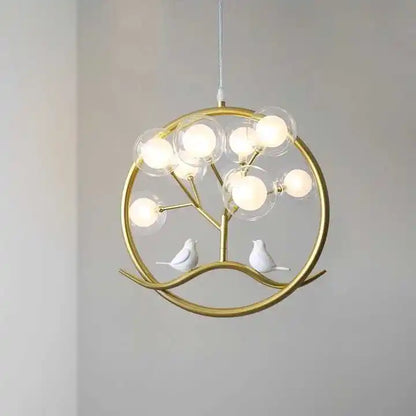 Nordic Design Tree Branch Chandelier Bird Cage Lamp Fixture Indoor Home Kitchen Dining Room Restaurant LED Bedroom Iron