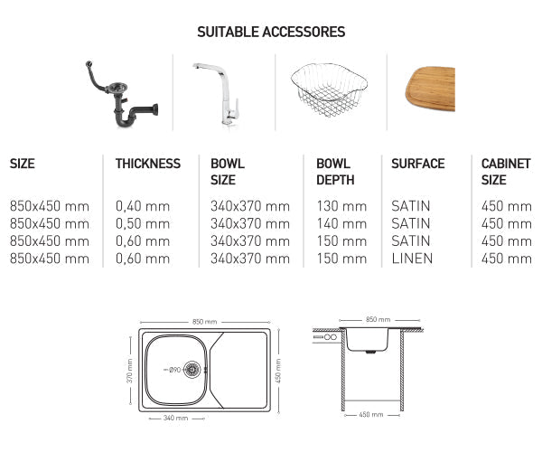 L006 LAY ON SERIES SINGLE BOWL KITCHEN SINK
