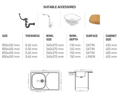 L006 LAY ON SERIES SINGLE BOWL KITCHEN SINK