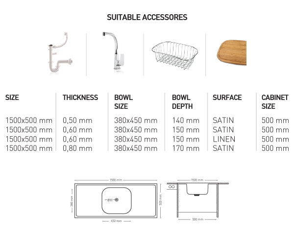 L020 LAY ON SERIES SINGLE BOWL KITCHEN SINK