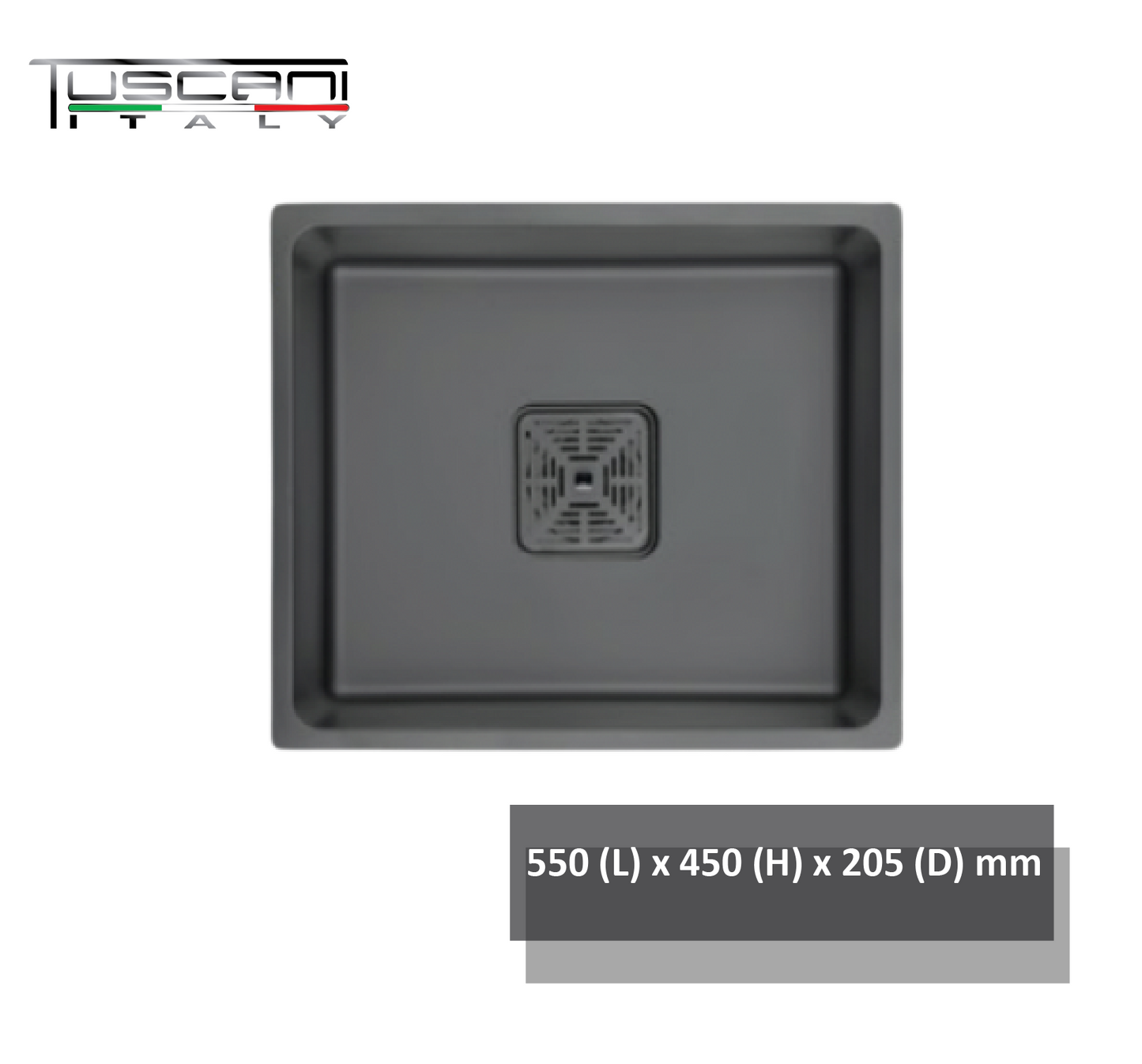 Q550NB | Q610NB - Square Under-Mount Kitchen Sink (Matte Black)