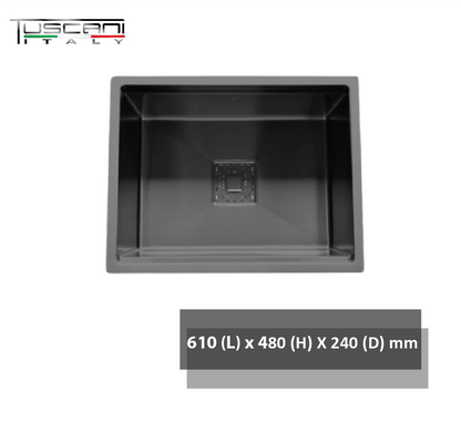 Q550NB | Q610NB - Square Under-Mount Kitchen Sink (Matte Black)