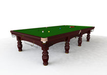 A 12ft Riley Aristocrat Snooker Table with dark stained mahogany finish, featuring a traditional design with a green cloth surface and metal pockets.