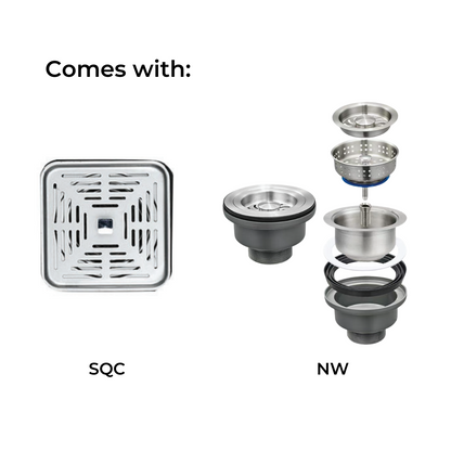 Q550NB | Q610NB - Square Under-Mount Kitchen Sink (Matte Black)
