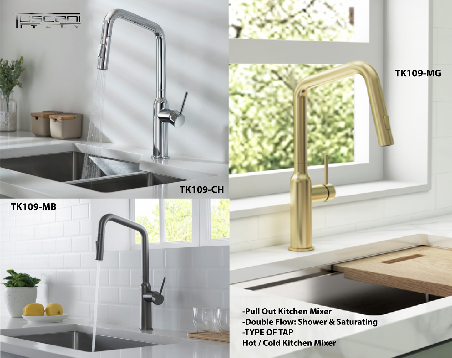 TK109PO - Kitania Series Pull Out Kitchen Mixer
