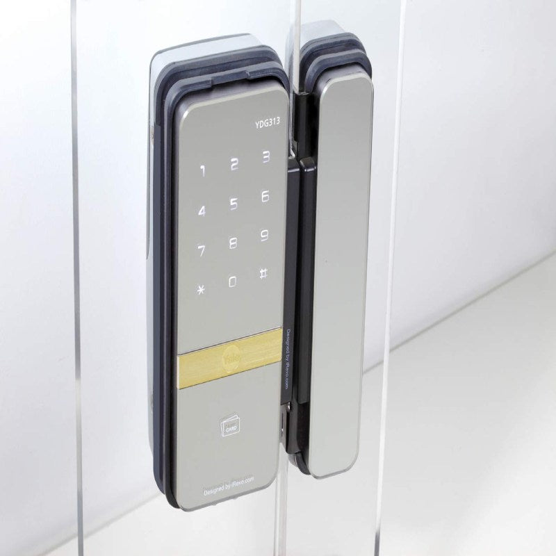 Yale YDG 313 Shine Digital Glass Door Lock, RFID, PIN Code, Mirror Finish